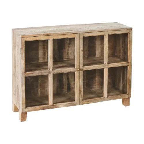 Buffet vitré blanc patiné bois de manguier Ixia 120 cm — vue 2