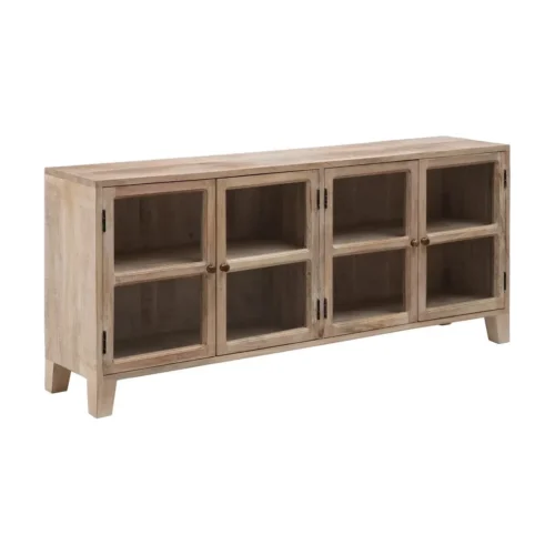 Buffet vitré blanc patiné bois de manguier Ixia 160 cm — vue 2
