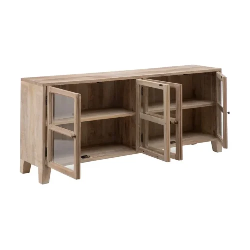 Buffet vitré blanc patiné bois de manguier Ixia 160 cm — vue 4