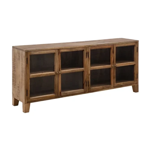 Buffet vitré naturel bois de manguier Ixia 160 cm — vue 2