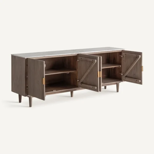 Buffet Zerf manguier et marbre blanc Vical Home — vue 3