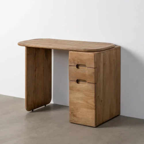 Bureau bois de manguier 1 porte 2 tiroirs Ixia 110 cm