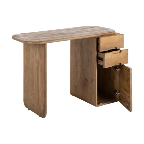 Bureau bois de manguier 1 porte 2 tiroirs Ixia 110 cm — vue 3