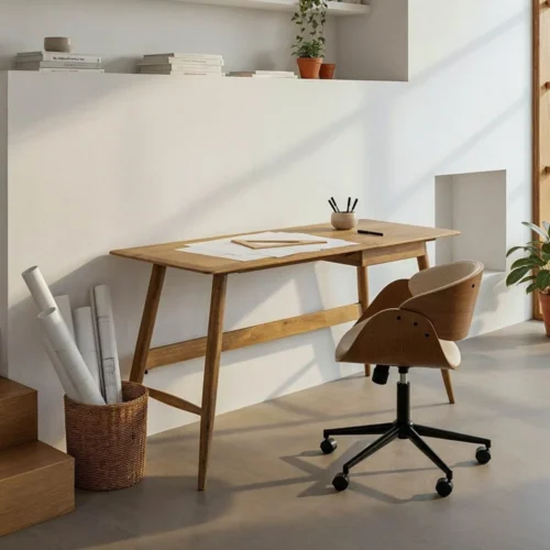 Meuble de salon Bureau bois de manguier 1 tiroir Ixia 150 cm