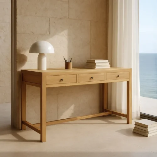 Bureau bois de mindi naturel Ixia 130 cm — vue 10