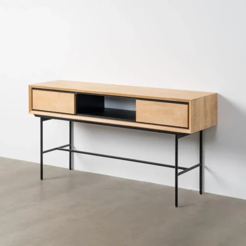 Bureau bois et métal naturel et noir Ixia 150 cm