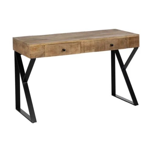 Bureau bois et métal noir 2 tiroirs Ixia 120 cm — vue 3