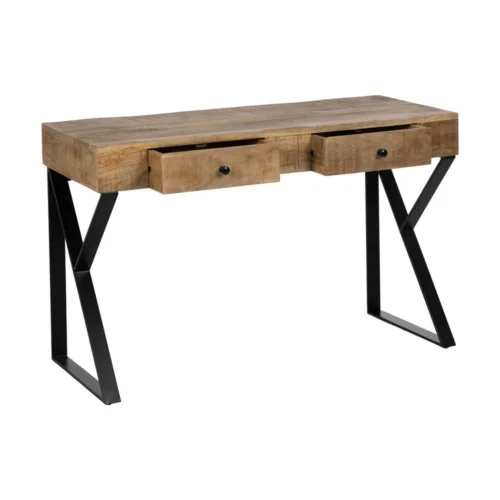 Bureau bois et métal noir 2 tiroirs Ixia 120 cm — vue 4