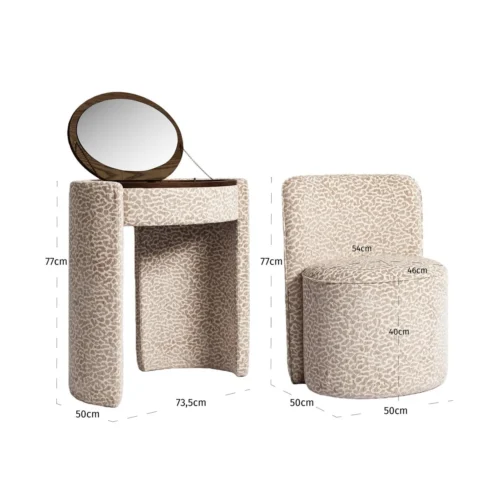 Bureau coiffeuse Roxenne beige léopard Richmond Interiors — vue 6