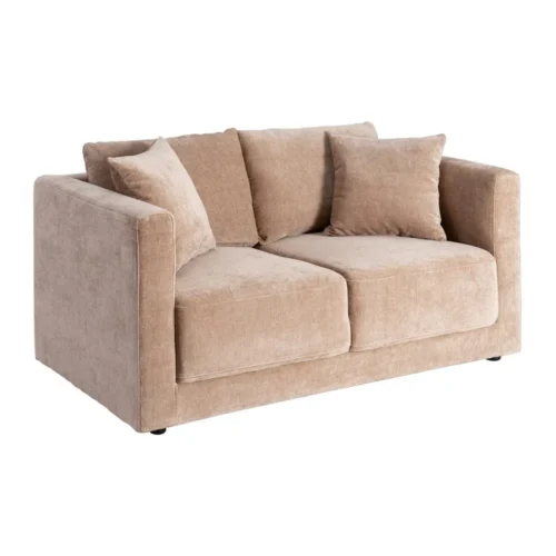 Canapé 2 places chenille taupe accoudoirs enveloppants Ixia 165 cm