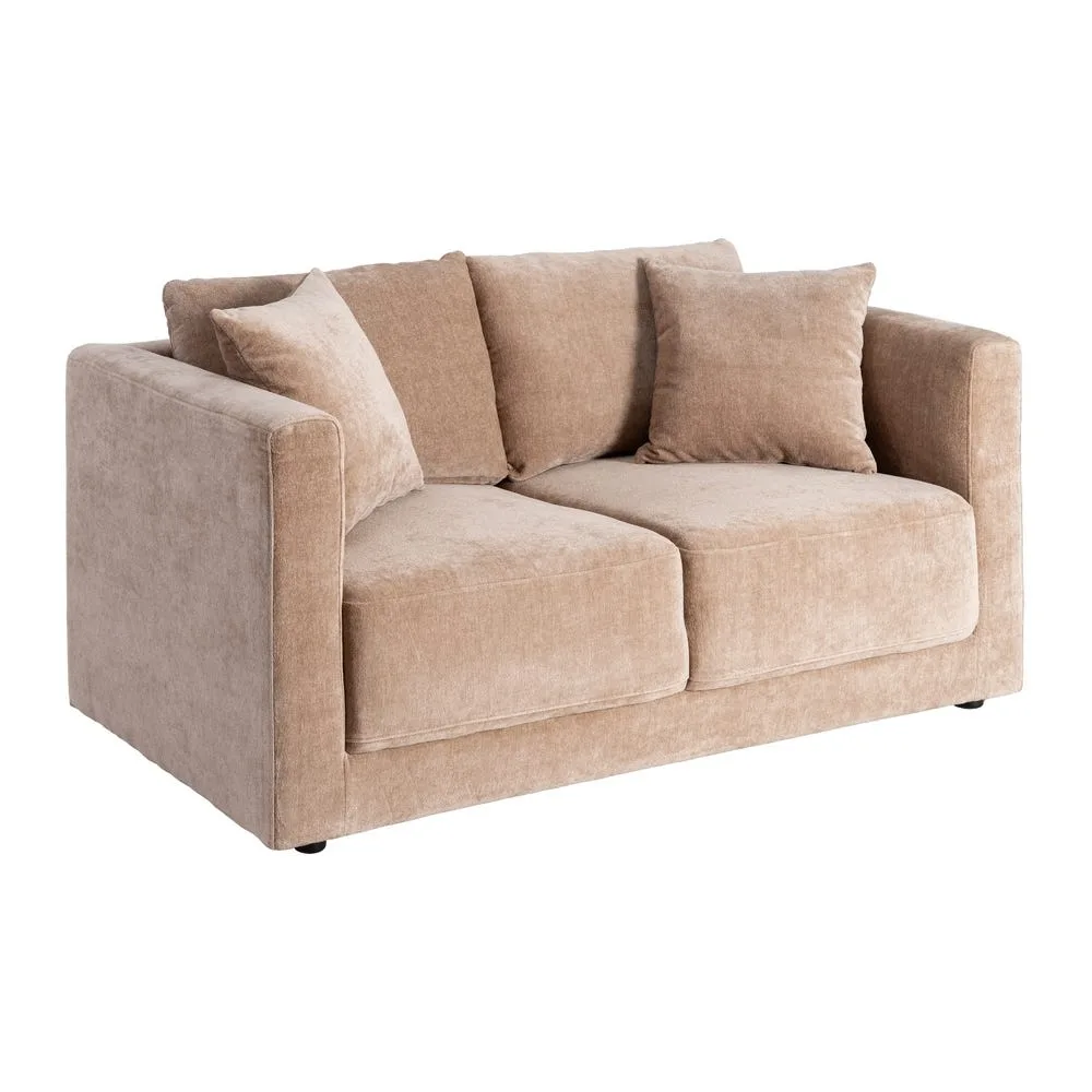 Canapé 2 places chenille taupe accoudoirs enveloppants Ixia 165 cm