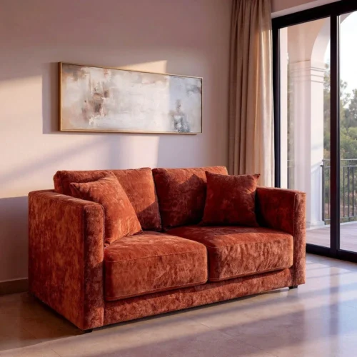 Canapé 2 places tissu chenille terre cuite Ixia 165 cm — vue 9