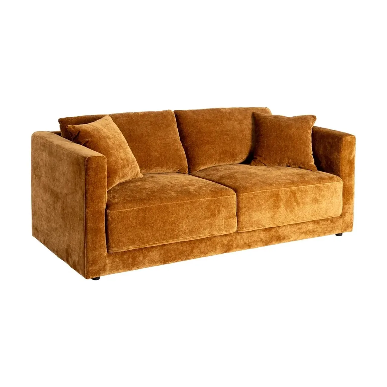 Canapé 3 places tissu chenille ocre Ixia 210 cm