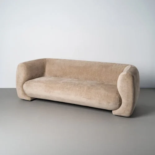 Canapé 3 places tissu chenille taupe Ixia 226 cm — vue 2