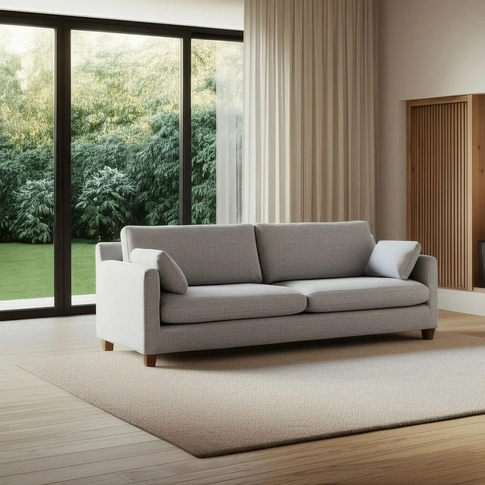 Canapé 3 places tissu gris aspect tweed Ixia 221 cm