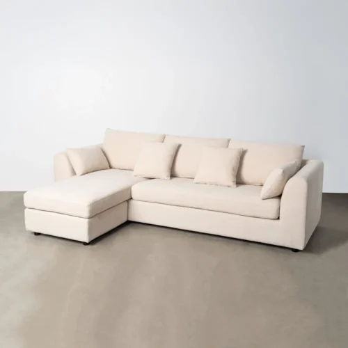 Canapé d'angle chenille crème méridienne réversible Ixia 260 cm — vue 2