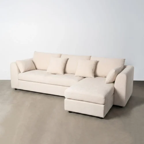 Canapé d'angle chenille crème méridienne réversible Ixia 260 cm — vue 3