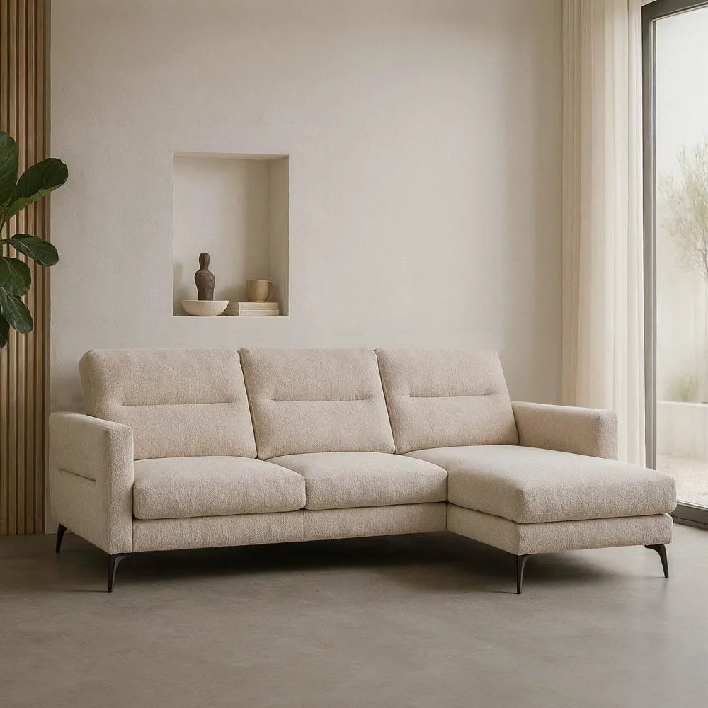 Canapé d'angle crème têtières relevables Ixia 238 cm