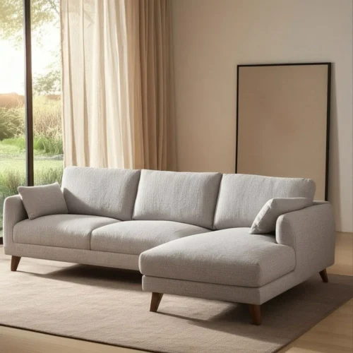 Canapé d'angle gris têtières relevables Ixia 240 cm