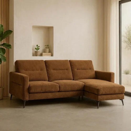 Canapé d'angle marron têtières relevables Ixia 238 cm