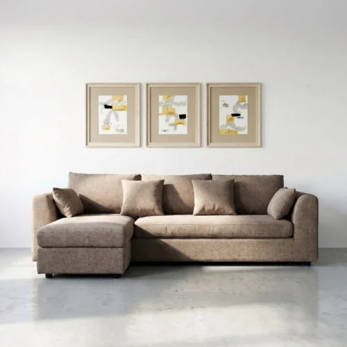 Canapé d'angle taupe réversible tissu chenille Ixia 260 cm