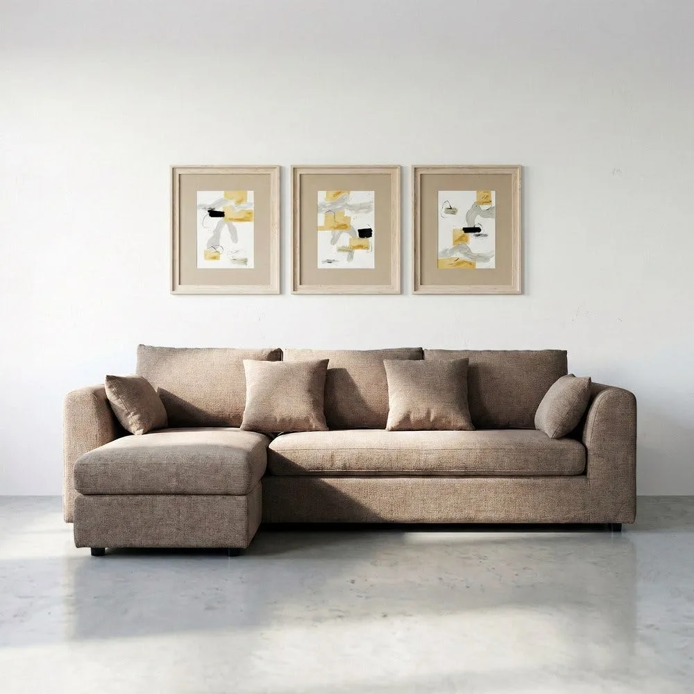 Canapé d'angle taupe réversible tissu chenille Ixia 260 cm