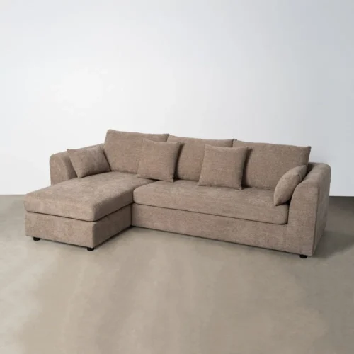 Canapé d'angle taupe réversible tissu chenille Ixia 260 cm — vue 2