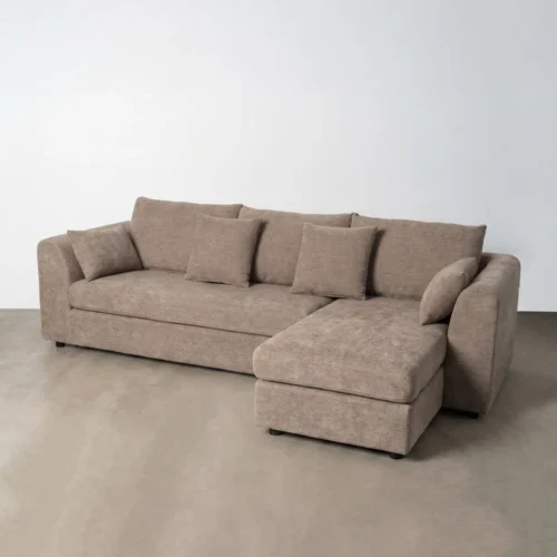 Canapé d'angle taupe réversible tissu chenille Ixia 260 cm — vue 3
