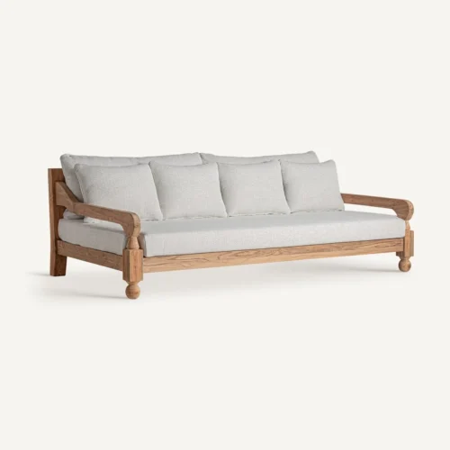 Canapé Jodphur blanc et marron naturel Vical Home — vue 2