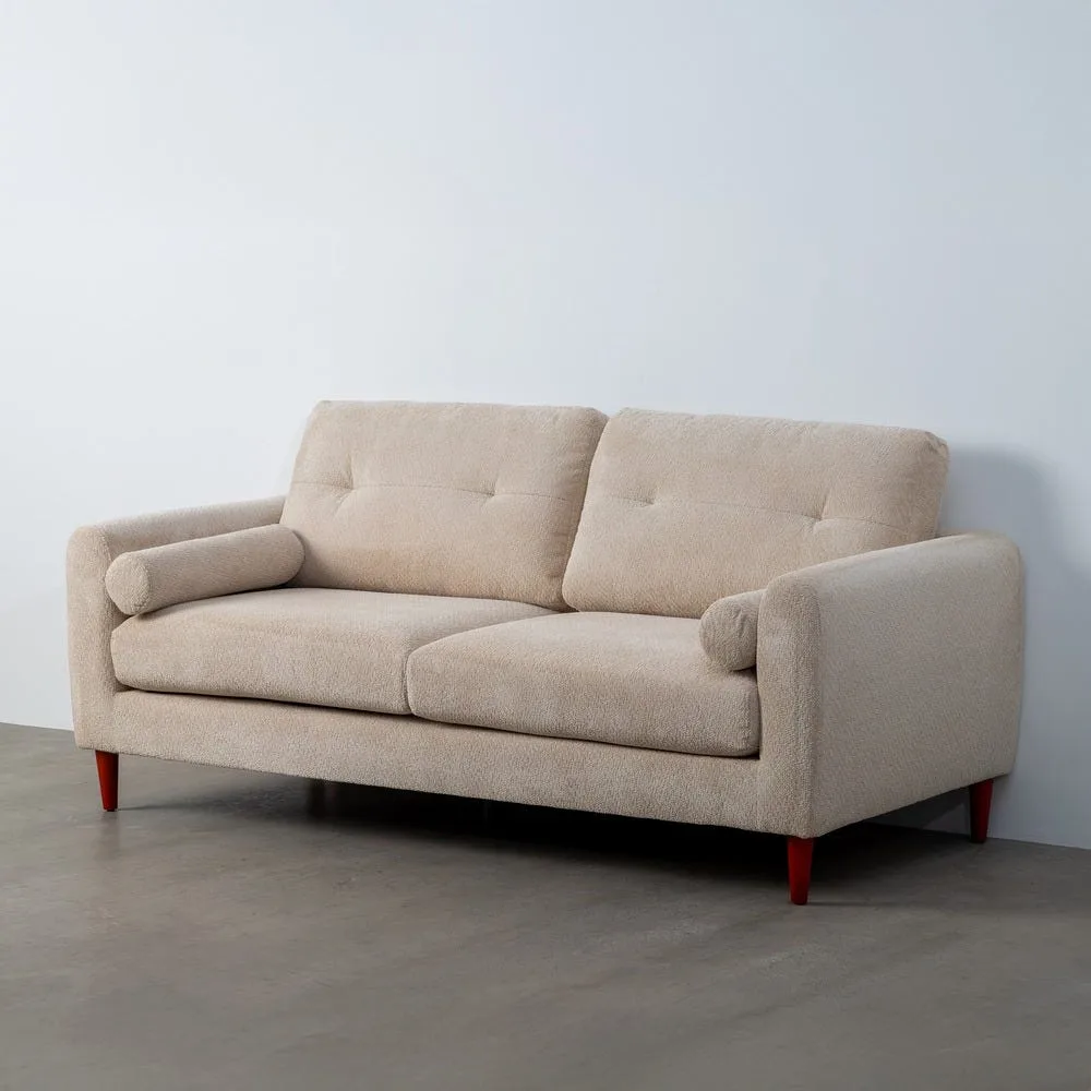 Canapé tissu aspect lin crème Ixia 195 cm