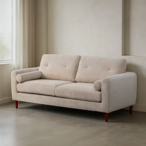Canapé tissu aspect lin crème Ixia 195 cm — vue 2