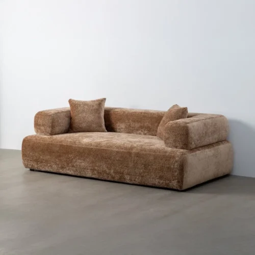 Canapé tissu chenille beige assise basse Ixia 200 cm — vue 2