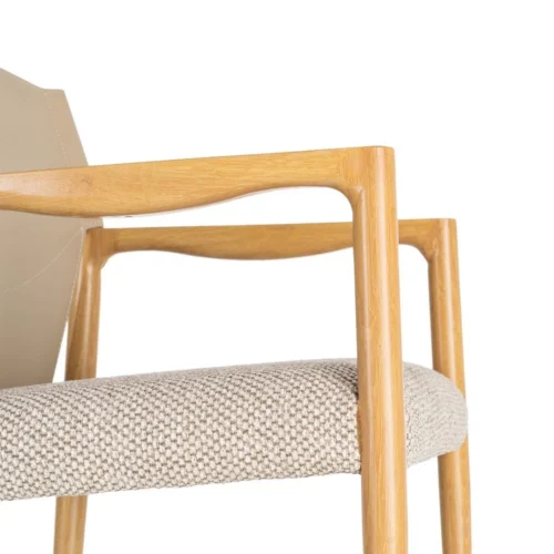 Chaise avec accoudoirs métal dossier similicuir Ixia 50 cm — vue 2