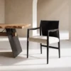 chaise avec accoudoirs metal dossier similicuir ixia 50 cm blanc et noir 1