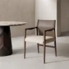 chaise avec accoudoirs metal dossier similicuir ixia 50 cm marron et taupe 1