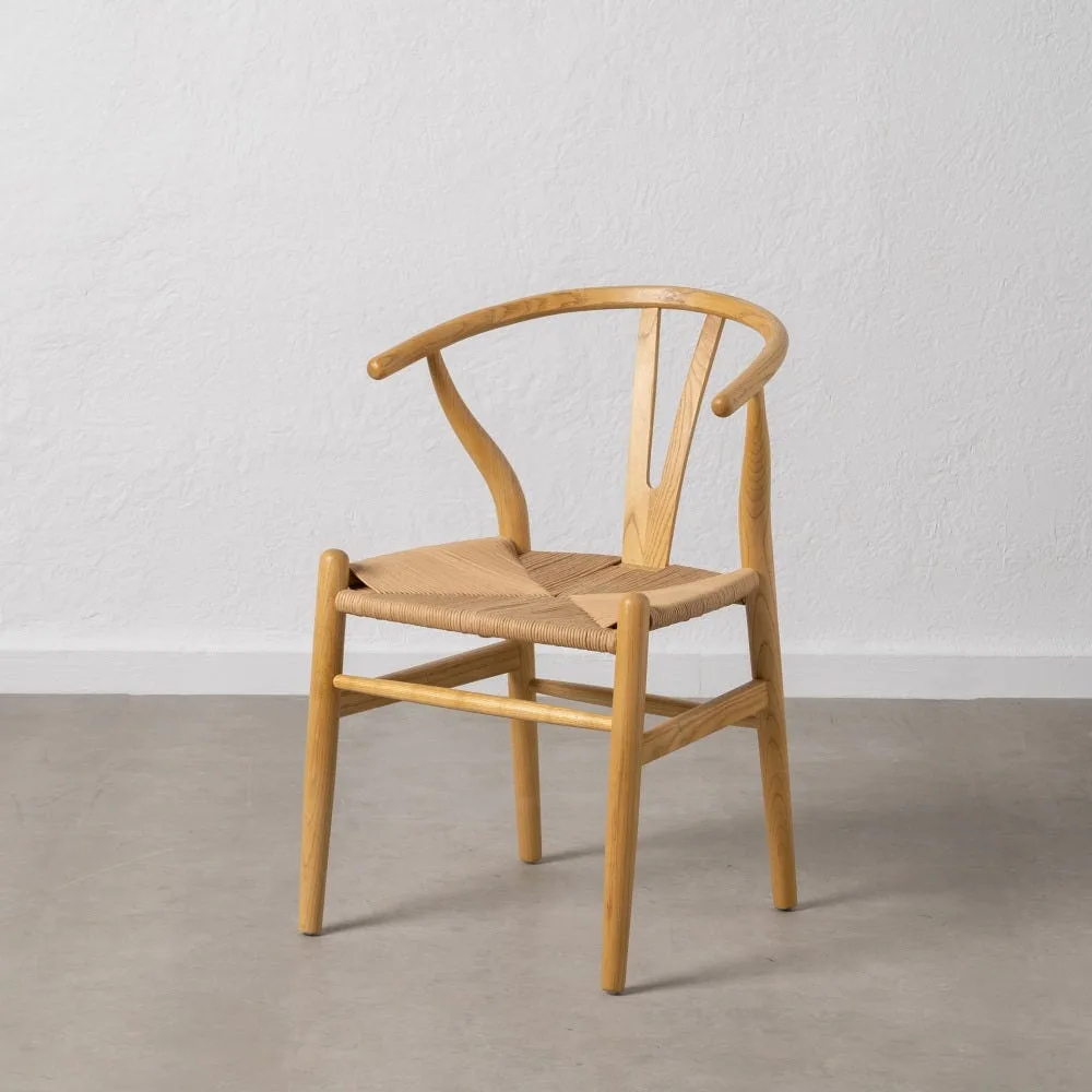 Chaise bois d'orme assise rotin Ixia 56 cm