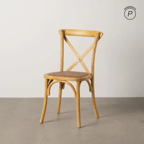 Chaise bois d'orme et rotin Ixia 50 cm