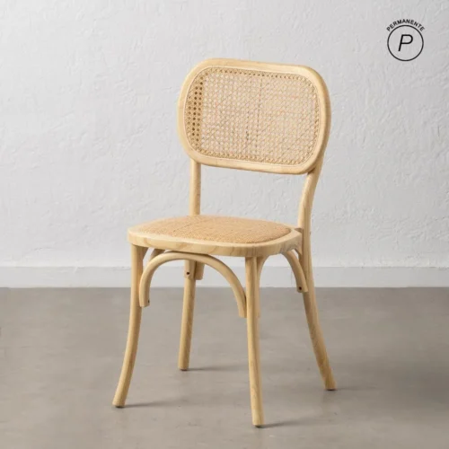 Chaise bois d'orme naturel assise en rotin Ixia 45 cm