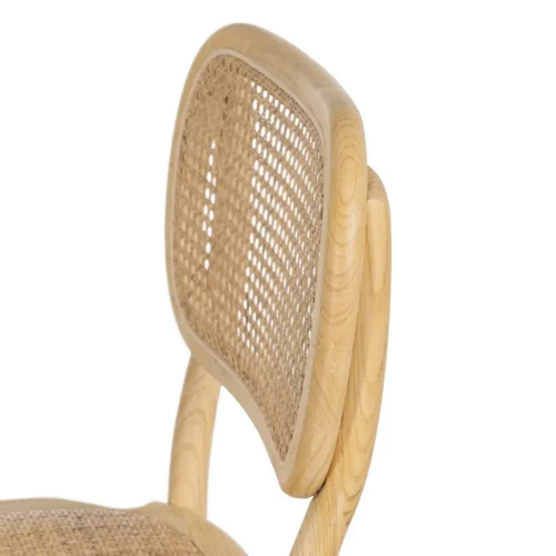 Chaise bois d'orme naturel assise en rotin Ixia 45 cm — vue 7