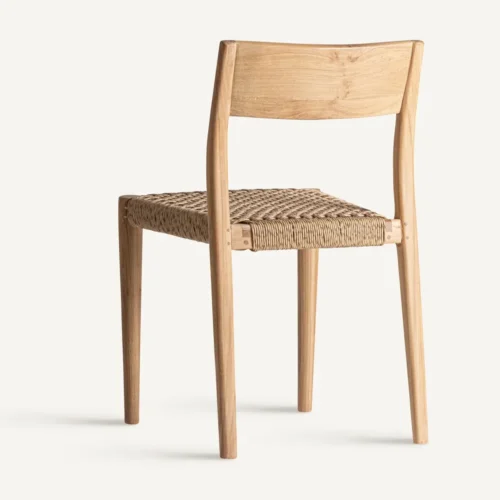 Chaise Caen teck et corde beige largeur 45 cm Vical Home — vue 4