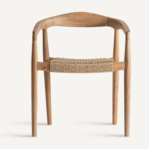 Chaise Caen teck et corde beige largeur 59 cm Vical Home — vue 2