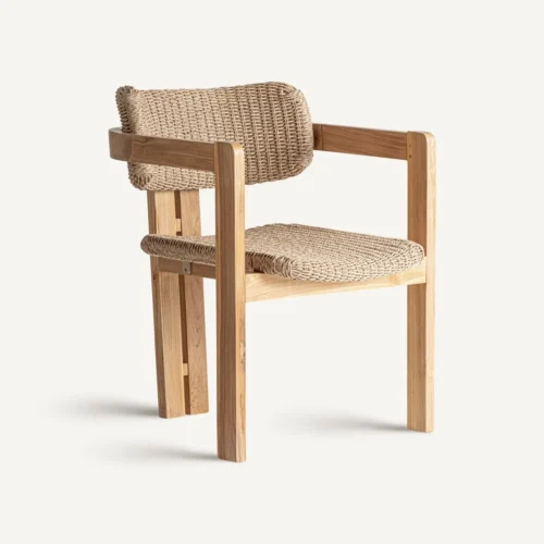 Chaise d'extérieur teck et corde synthétique Vical Home