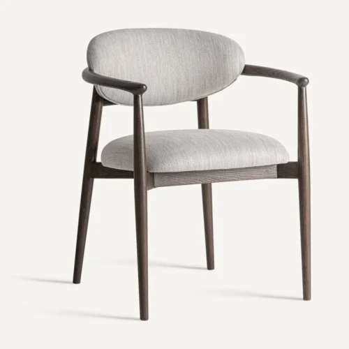 Chaise Hari frêne marron et blanc cassé Vical Home