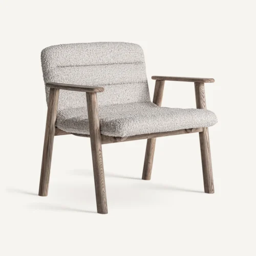 Chaise Jacquard à accoudoirs orme clair et beige Vical Home