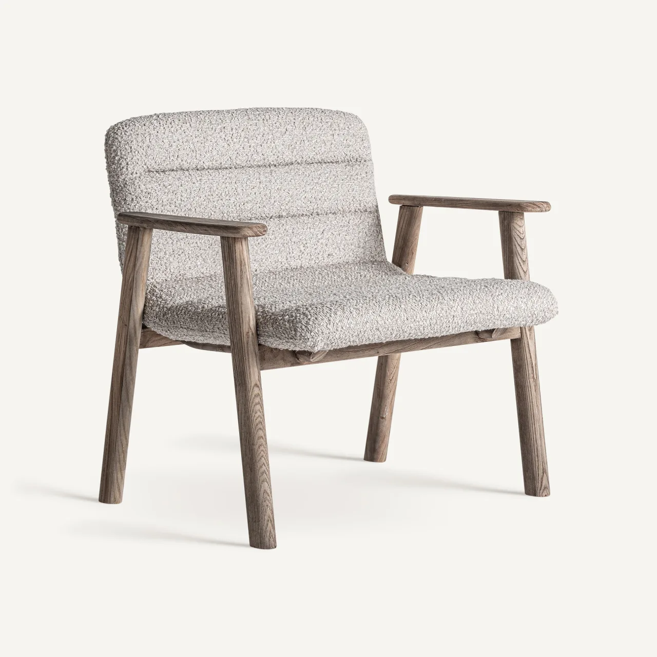 Chaise Jacquard à accoudoirs orme clair et beige Vical Home