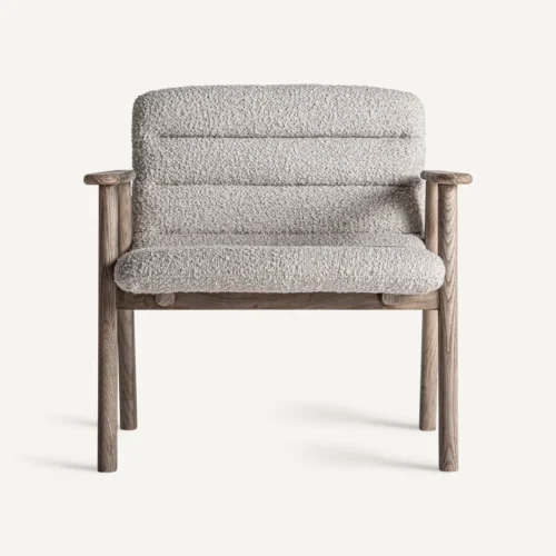 Chaise Jacquard à accoudoirs orme clair et beige Vical Home — vue 2