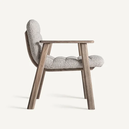 Chaise Jacquard à accoudoirs orme clair et beige Vical Home — vue 3