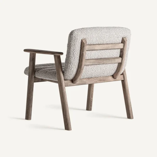 Chaise Jacquard à accoudoirs orme clair et beige Vical Home — vue 4
