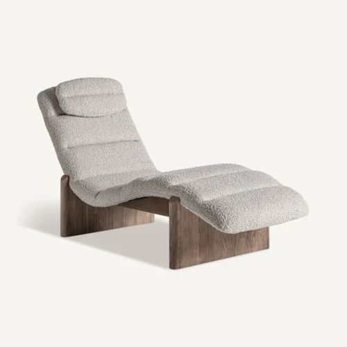 Chaise longue Jacquard orme marron et beige Vical Home