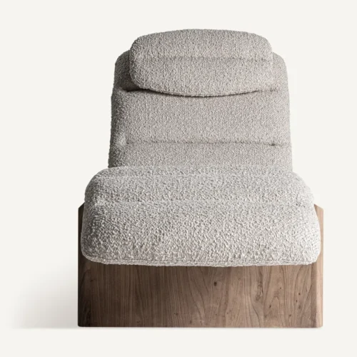 Chaise longue Jacquard orme marron et beige Vical Home — vue 2